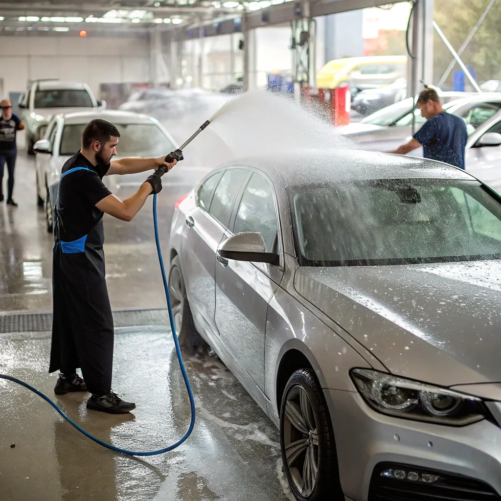 Car receiving an express wash