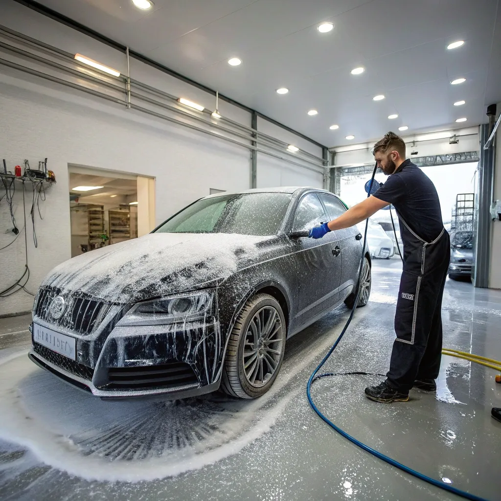 Car receiving a full-service wash