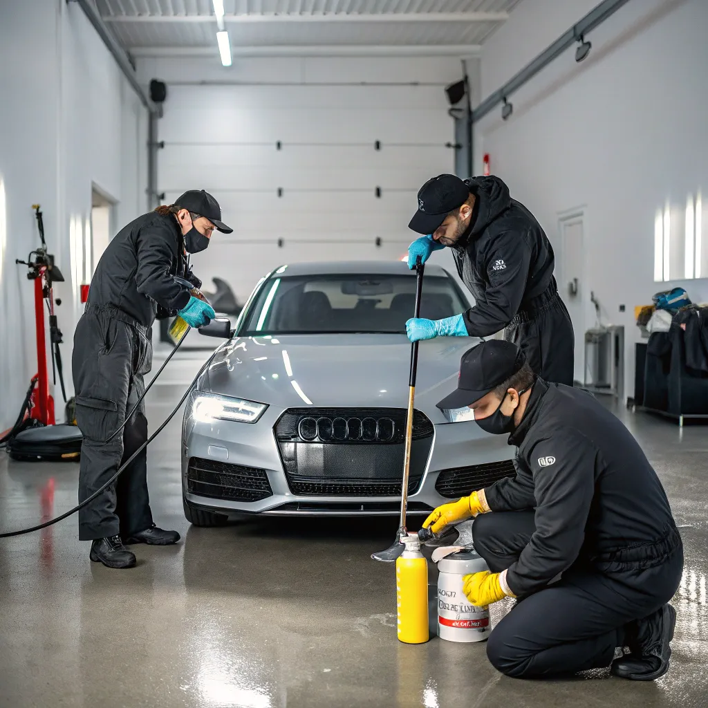 SYNAVITH professional team cleaning a car